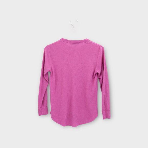 Wildfox Waffle Knit Long Sleeve Top Pink XS Round Neck Pullover Blouse - Picture 5 of 8